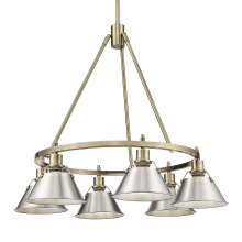 Golden 3306-6 AB-PW - Yep by Golden Lighting Orwell 6-light Chandelier in Aged Brass and Pewter shade